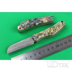  Abalone VG10 Damascus Little Razorback no lock knife UD402134
