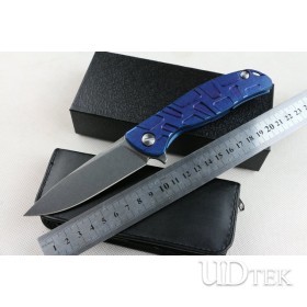 Bear Head 95 titanium handle no logo folding knife (blue)UD402207 
