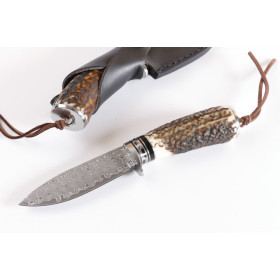 New Damascus blade antler hunting knife UD402276