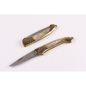 Beautiful queen Damascus no lock small folding knife UD402327 