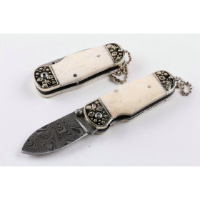 Swedish powder Damascus Small craft folding knife UD402425