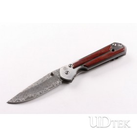 Chris Reeve Damascus wood handle folding knife UD403361