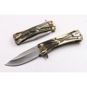 Microtech Symphony bamboo 100% D2 blade Titanium handle folding knife UD403421