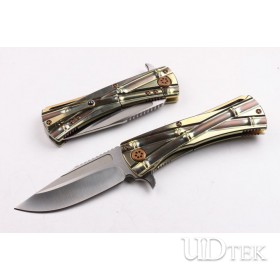 Microtech Symphony bamboo 100% D2 blade Titanium handle folding knife UD403421