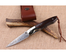 Extreme Ebony small folding knife American Damascus handmade knife UD404480