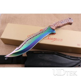 Colorful Scorpion King fixed blade knife Machete UD404705