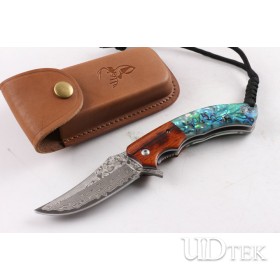 Mild Deer VG10 Damascus steel Abalone folding knife UD404895