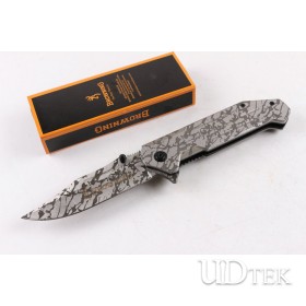 Browning 355 fast opening folding knife with steel handle（corrosion pattern）UD404910