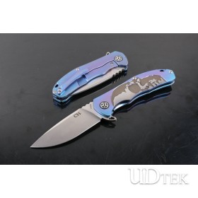 CH3504 S35VN blade material Skull head blue Titanium handle folding knife UD404970