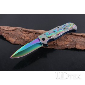 Relief F97 Mandarin ducks in the water color Titaniuum folding knife UD405031
