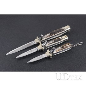 Mid side AKC Antlers handle Black party semi-automatic knife UD405093