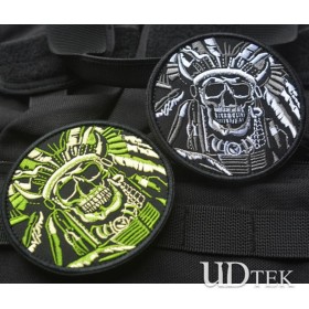 DEATH SKULL WAR CHIEF INDIAN USA ARMY MORALE MILITARY TACTICAL SWAT VELCRO PATCH UD7007