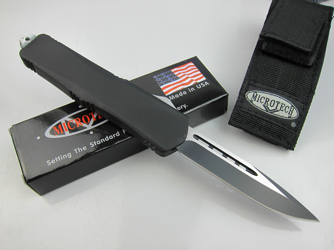 Microtech.A07 signle blade spring knife black and blade blade UD401290