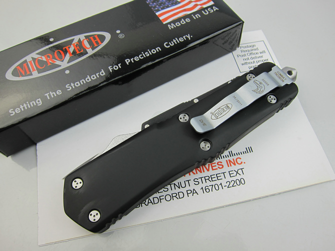 Microtech.A07 signle blade spring knife black and blade blade UD401290